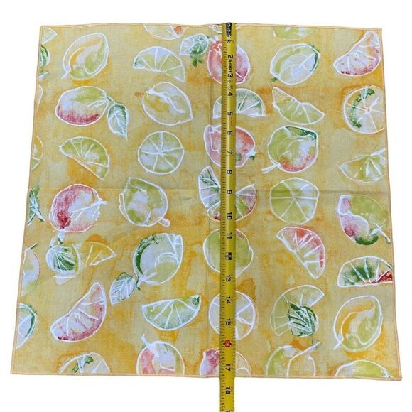 Rose Tree 100% Cotton Cloth Dinner Lemon Lime Fruit Napkins Set of 4 18”x17.5” - Picture 7 of 7